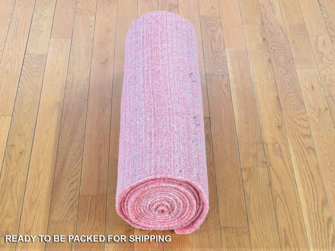 2'6" x 17'10" New Hand Loomed Pink Wool & Art Silk Runner Oriental Rug - MOA10280238