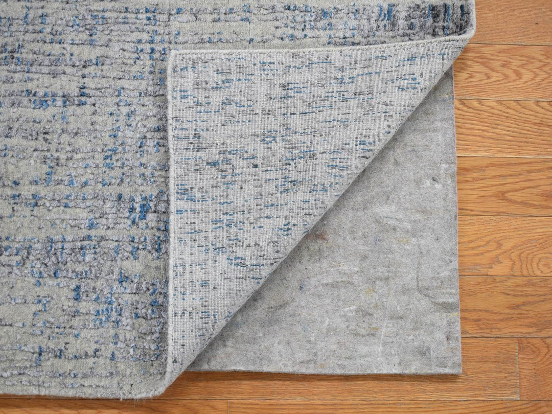 2'6" x 9'8" New Hand Loomed Blue Wool & Art Silk Runner Oriental Rug - MOA10280274