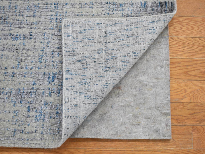 2'6" x 9'8" New Hand Loomed Blue Wool & Art Silk Runner Oriental Rug - MOA10280274