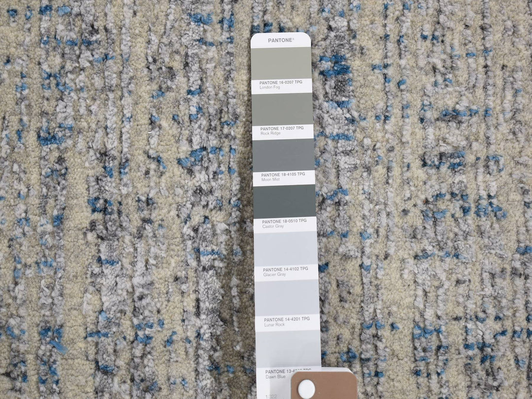 2'6" x 9'8" New Hand Loomed Blue Wool & Art Silk Runner Oriental Rug - MOA10280274