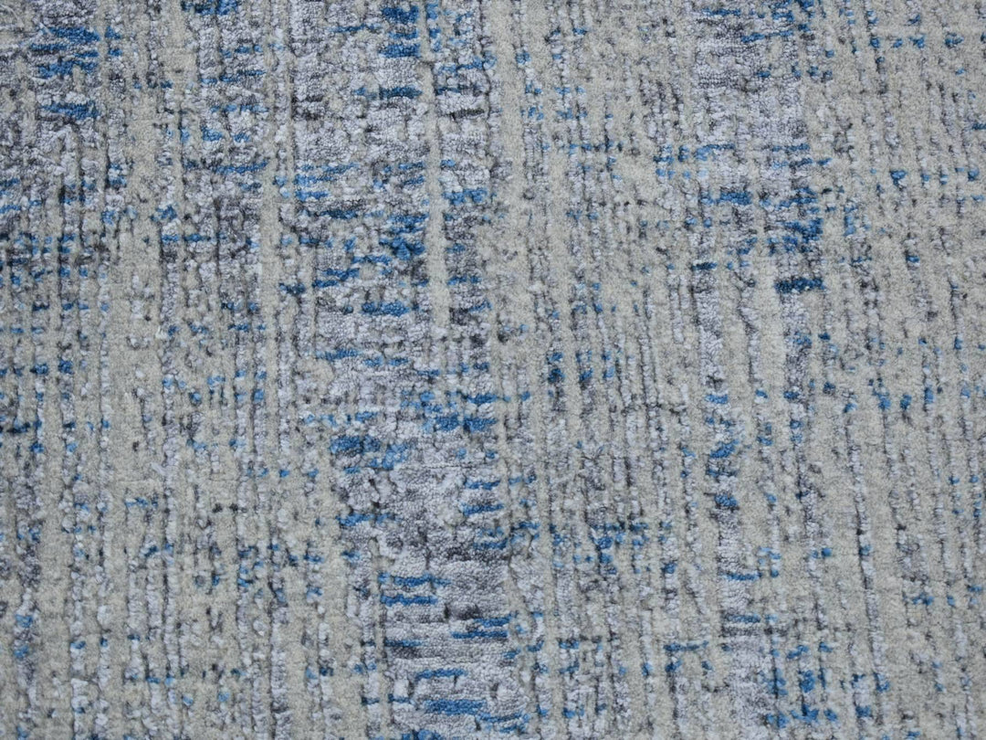 2'6" x 9'8" New Hand Loomed Blue Wool & Art Silk Runner Oriental Rug - MOA10280274