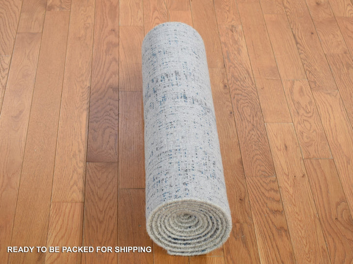 2'6" x 9'8" New Hand Loomed Blue Wool & Art Silk Runner Oriental Rug - MOA10280274