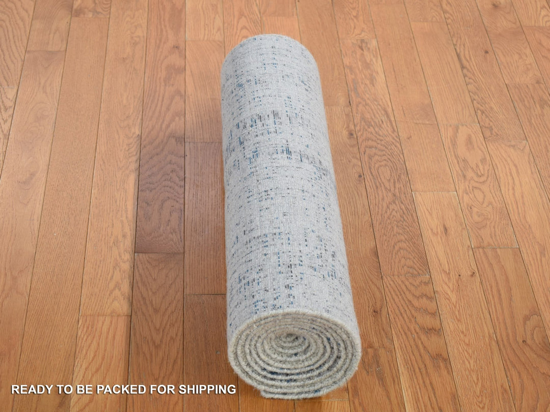 2'6" x 9'8" New Hand Loomed Blue Wool & Art Silk Runner Oriental Rug - MOA10280274