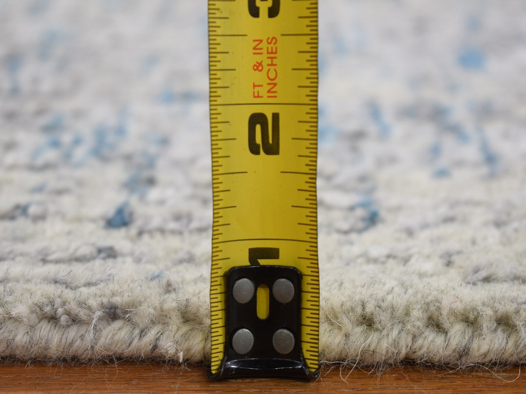 2'6" x 9'8" New Hand Loomed Blue Wool & Art Silk Runner Oriental Rug - MOA10280274