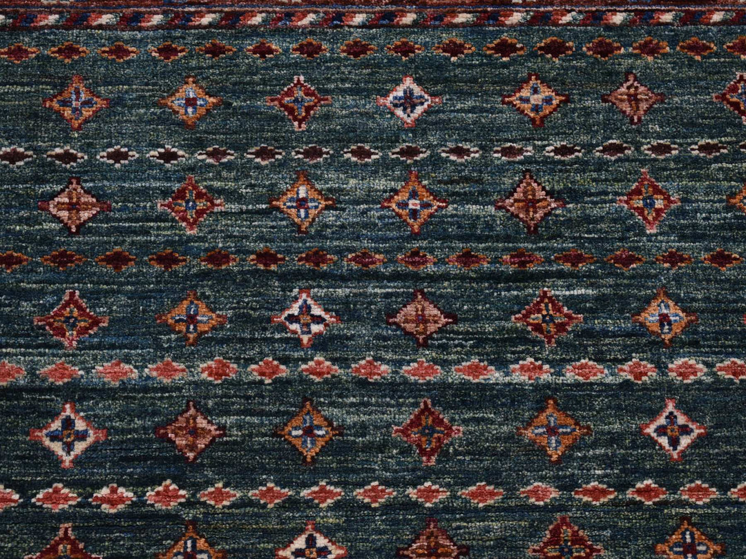 3'6" x 5'3" New Hand Knotted Green Wool Rectangle Oriental Rug - MOA10280275