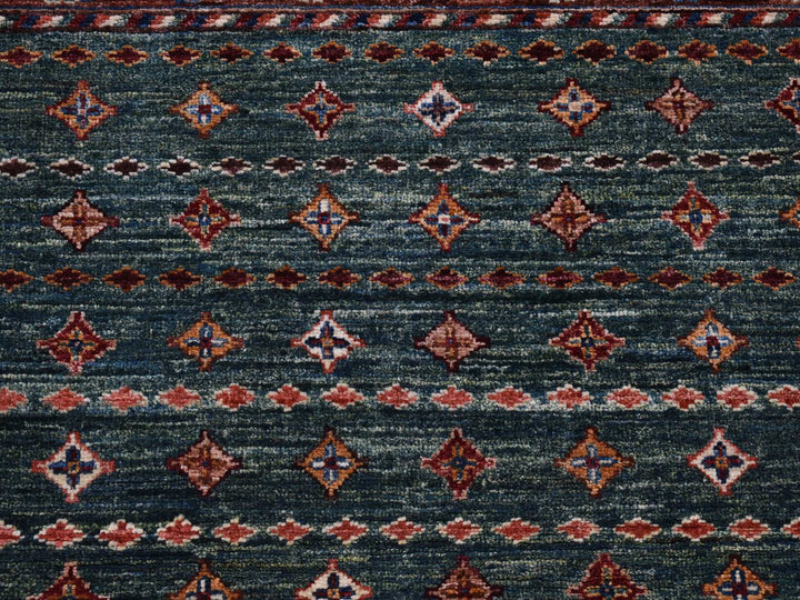 3'6" x 5'3" New Hand Knotted Green Wool Rectangle Oriental Rug - MOA10280275