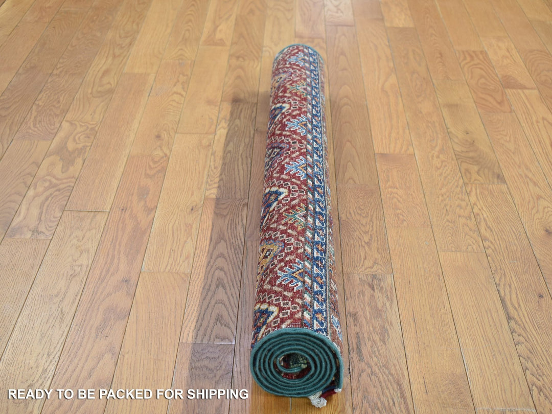 3'6" x 5'3" New Hand Knotted Green Wool Rectangle Oriental Rug - MOA10280275