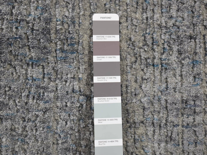 2'5" x 10'8" New Hand Loomed Blue Wool & Art Silk Runner Oriental Rug - MOA10280277