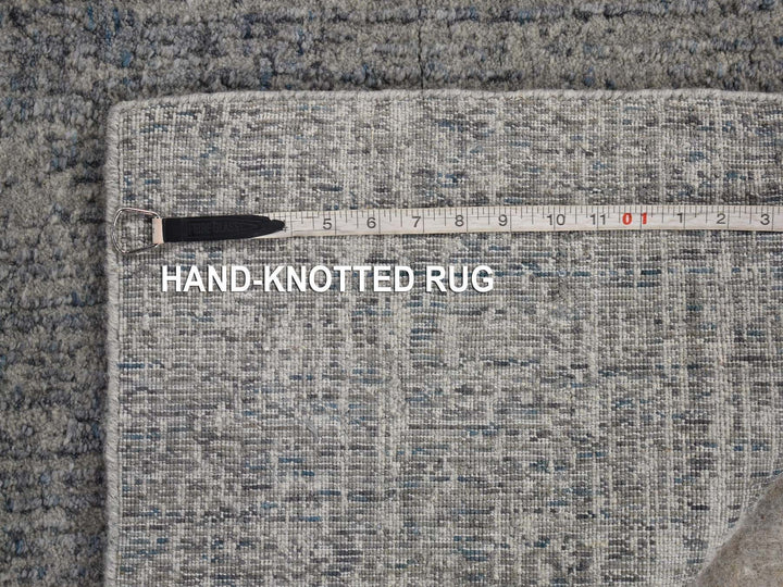 2'5" x 10'8" New Hand Loomed Blue Wool & Art Silk Runner Oriental Rug - MOA10280277