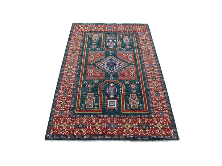 5'4" x 7'9" New Hand Knotted Green Wool Rectangle Oriental Rug - MOA10280319