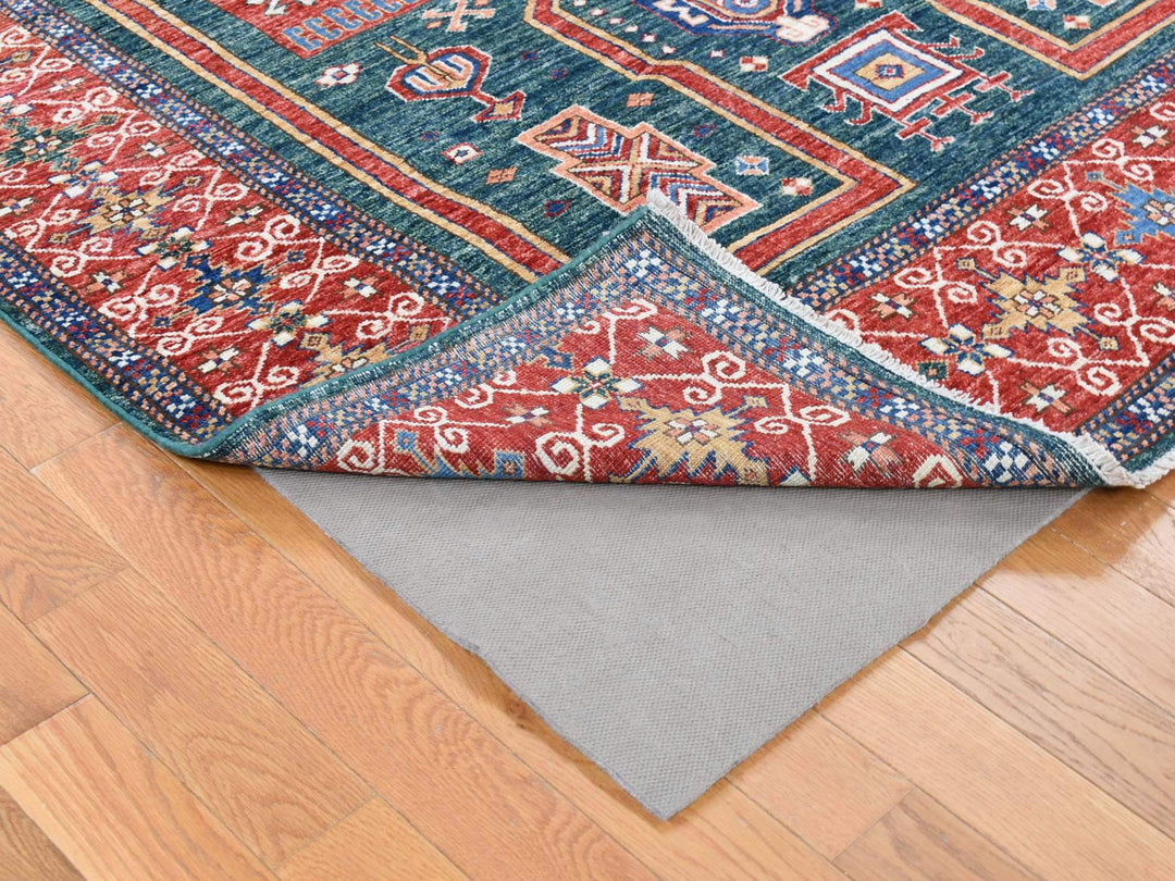 5'4" x 7'9" New Hand Knotted Green Wool Rectangle Oriental Rug - MOA10280319