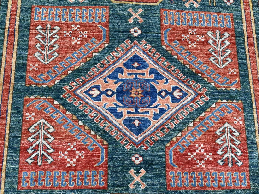 5'4" x 7'9" New Hand Knotted Green Wool Rectangle Oriental Rug - MOA10280319