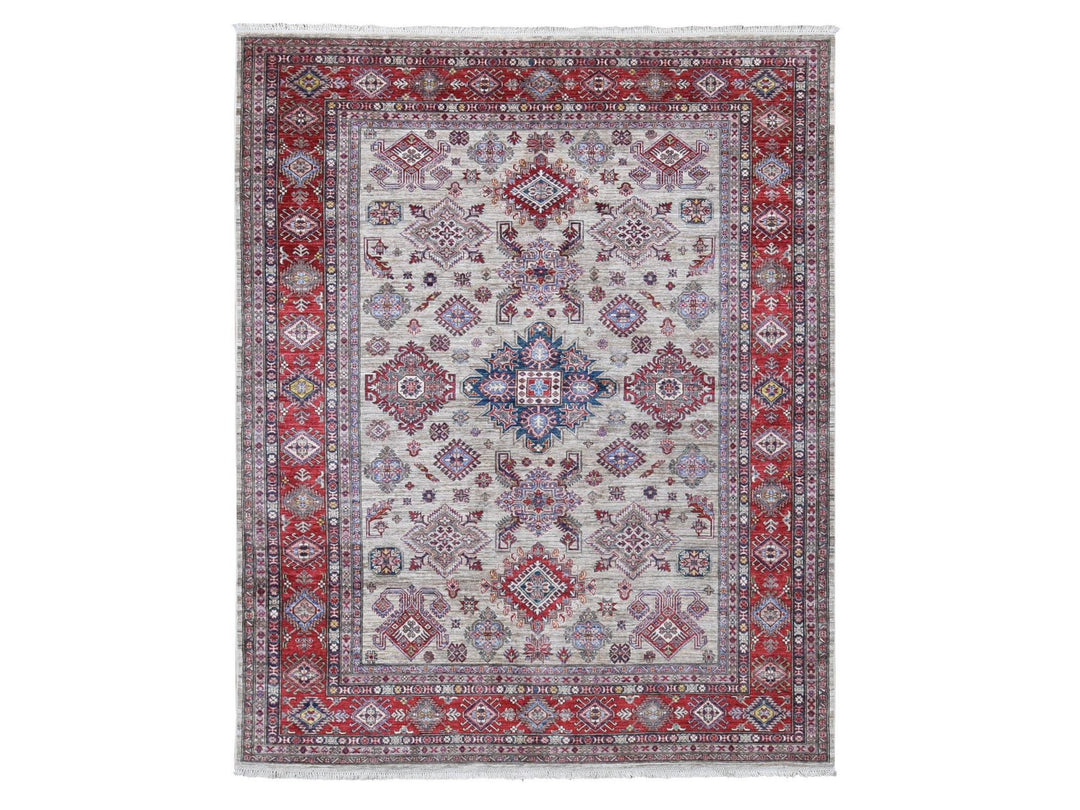 8'4" x 10'2" New Hand Knotted Beige Wool Rectangle Oriental Rug - MOA10280323