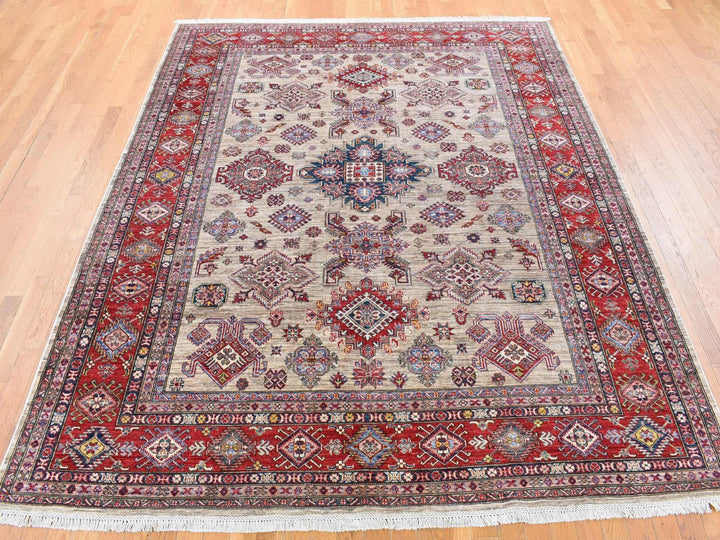 8'4" x 10'2" New Hand Knotted Beige Wool Rectangle Oriental Rug - MOA10280323