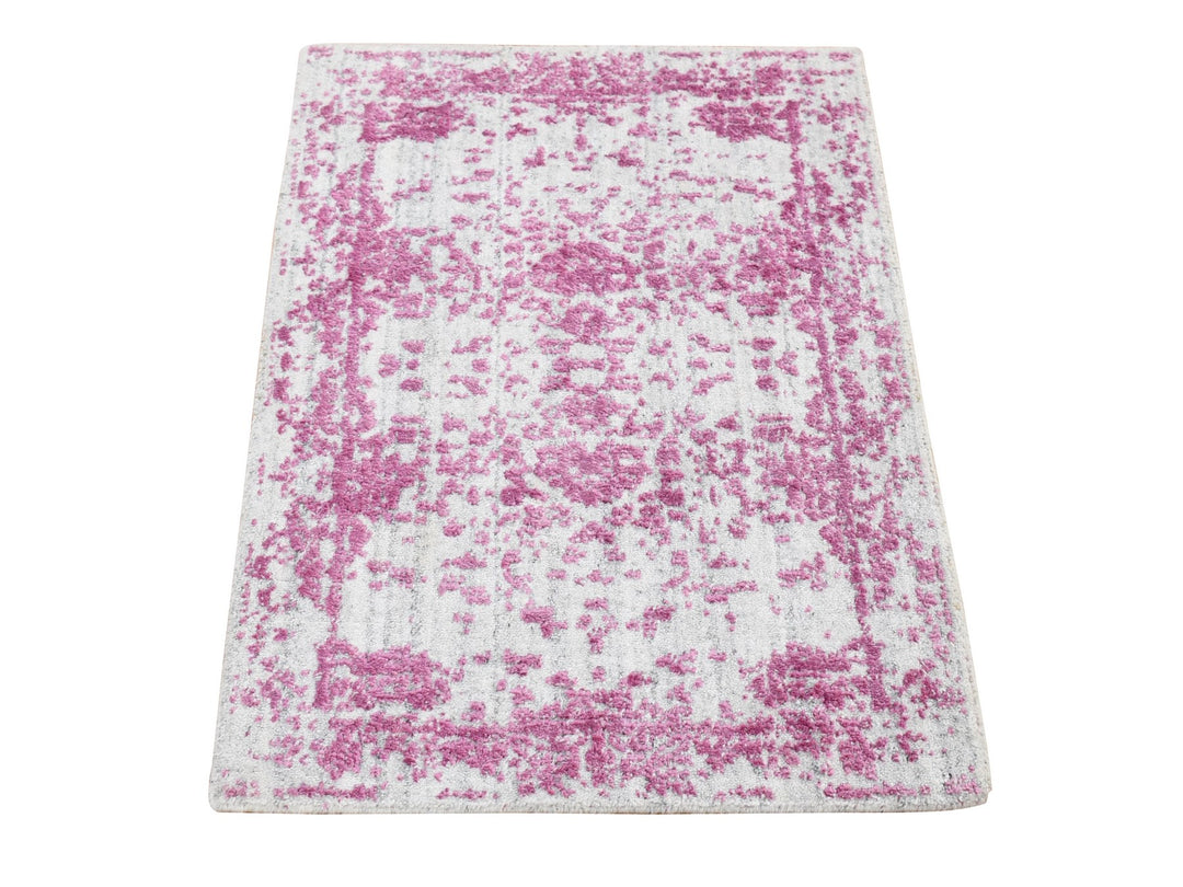 2'0" x 3'0" New Hand Loomed Pink Wool Rectangle Oriental Rug - MOA10280332