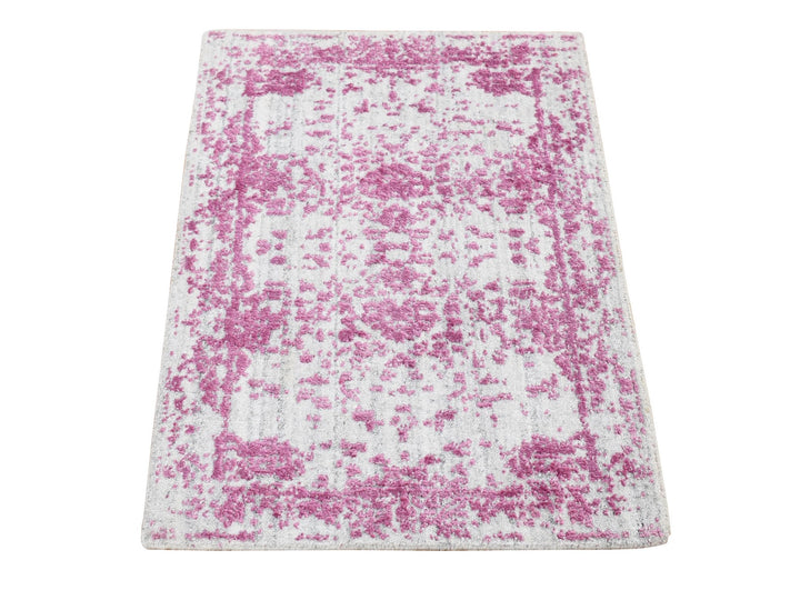 2'0" x 3'0" New Hand Loomed Pink Wool Rectangle Oriental Rug - MOA10280332