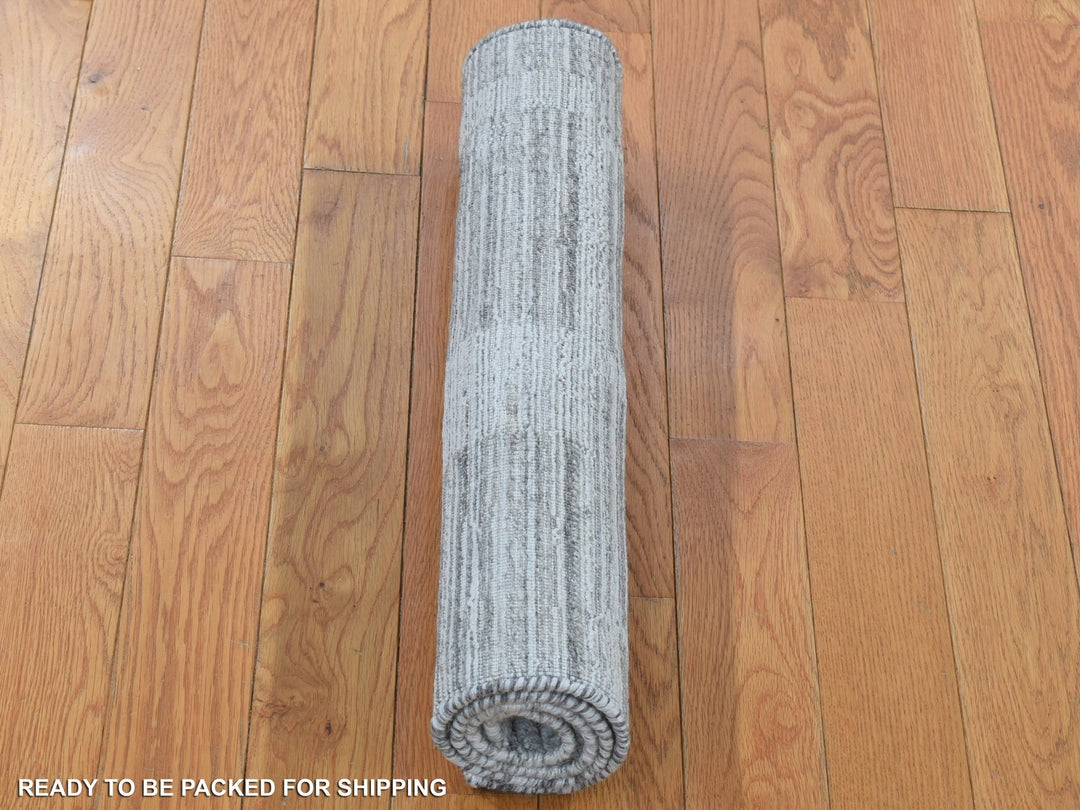 2'0" x 3'0" New Hand Loomed Grey Wool Rectangle Oriental Rug - MOA10280333