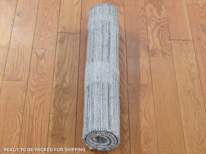 2'0" x 3'0" New Hand Loomed Grey Wool Rectangle Oriental Rug - MOA10280333