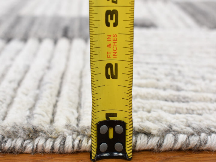 2'0" x 3'0" New Hand Loomed Grey Wool Rectangle Oriental Rug - MOA10280333