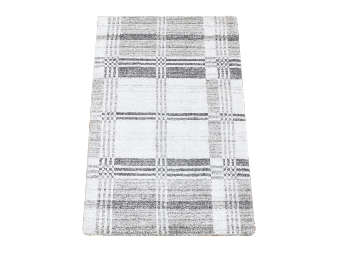 2'0" x 3'0" New Hand Loomed Ivory Wool Rectangle Oriental Rug - MOA10280371