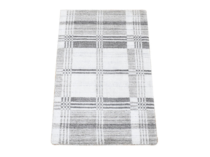 2'0" x 3'0" New Hand Loomed Ivory Wool Rectangle Oriental Rug - MOA10280371