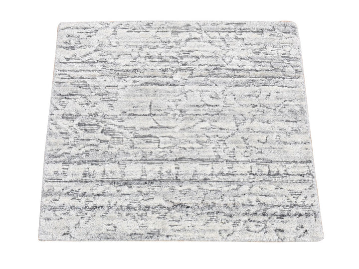1'10" x 2'0" New Hand Loomed Grey Wool Square Oriental Rug - MOA10280409
