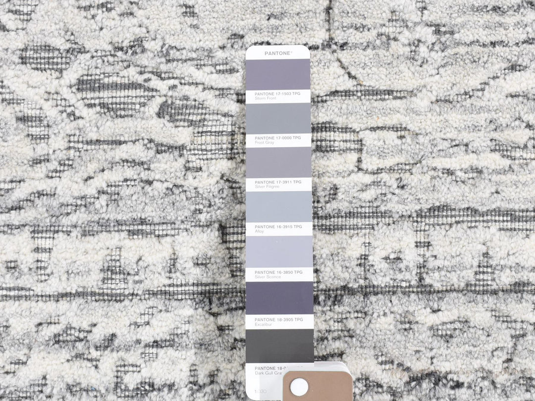 1'10" x 2'0" New Hand Loomed Grey Wool Square Oriental Rug - MOA10280409