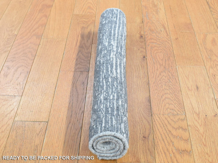 1'10" x 2'0" New Hand Loomed Grey Wool Square Oriental Rug - MOA10280409