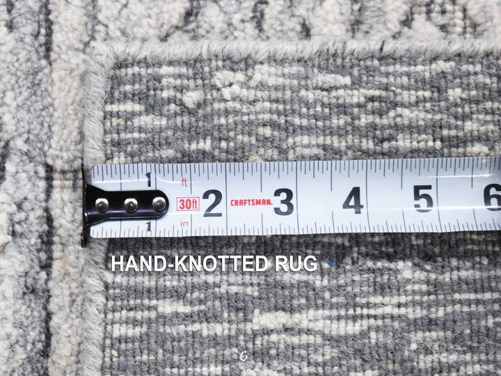 1'10" x 2'0" New Hand Loomed Grey Wool Square Oriental Rug - MOA10280409