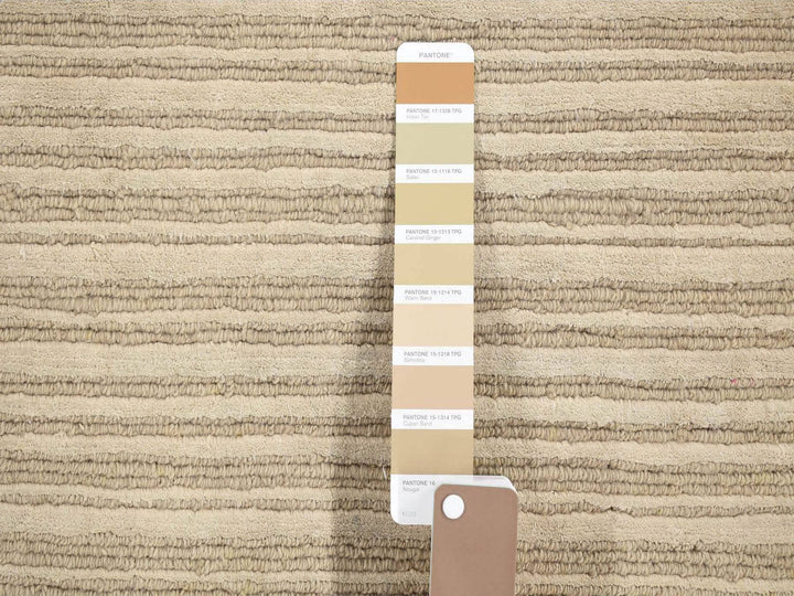 2'0" x 3'0" New Hand Loomed Beige Wool & Silk Rectangle Oriental Rug - MOA10280417