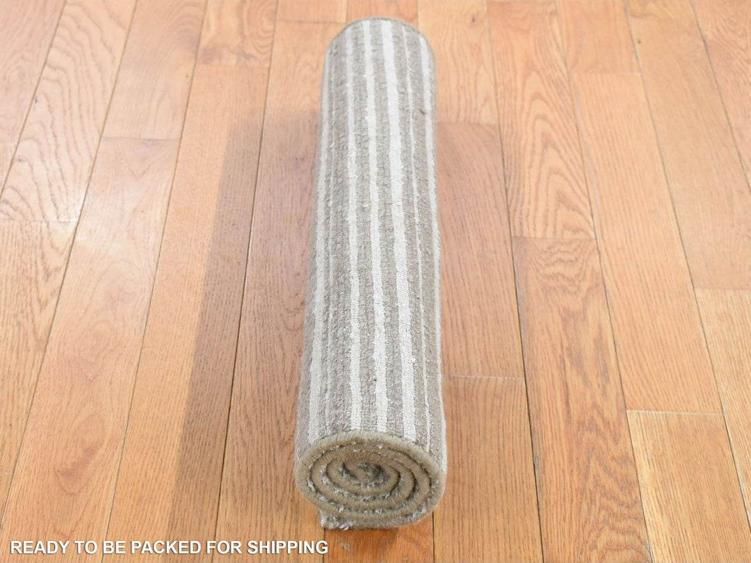 2'0" x 3'0" New Hand Loomed Beige Wool & Silk Rectangle Oriental Rug - MOA10280417