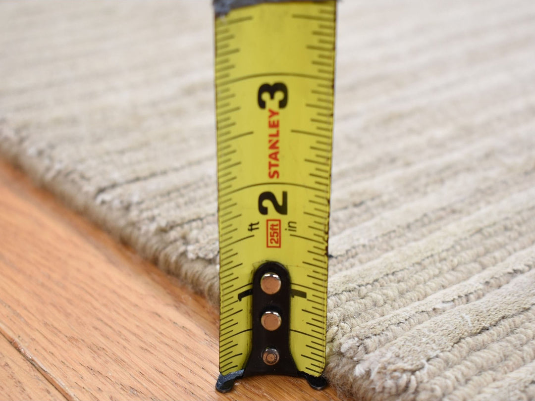 2'0" x 3'0" New Hand Loomed Beige Wool & Silk Rectangle Oriental Rug - MOA10280417