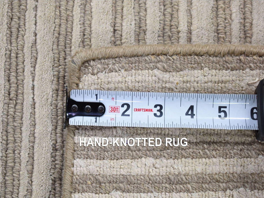 2'0" x 3'0" New Hand Loomed Beige Wool & Silk Rectangle Oriental Rug - MOA10280417