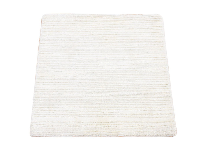 2'1" x 2'1" New Hand Loomed Ivory Wool & Silk Square Oriental Rug - MOA10280418