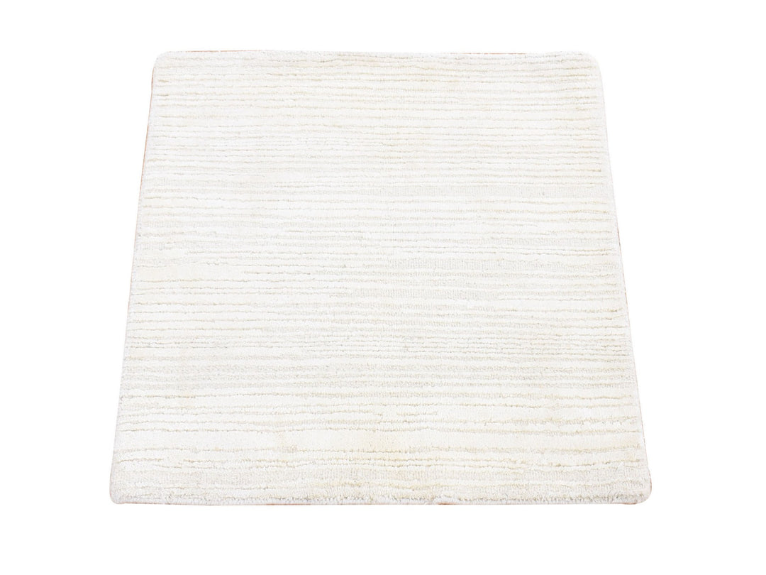 2'1" x 2'1" New Hand Loomed Ivory Wool & Silk Square Oriental Rug - MOA10280418