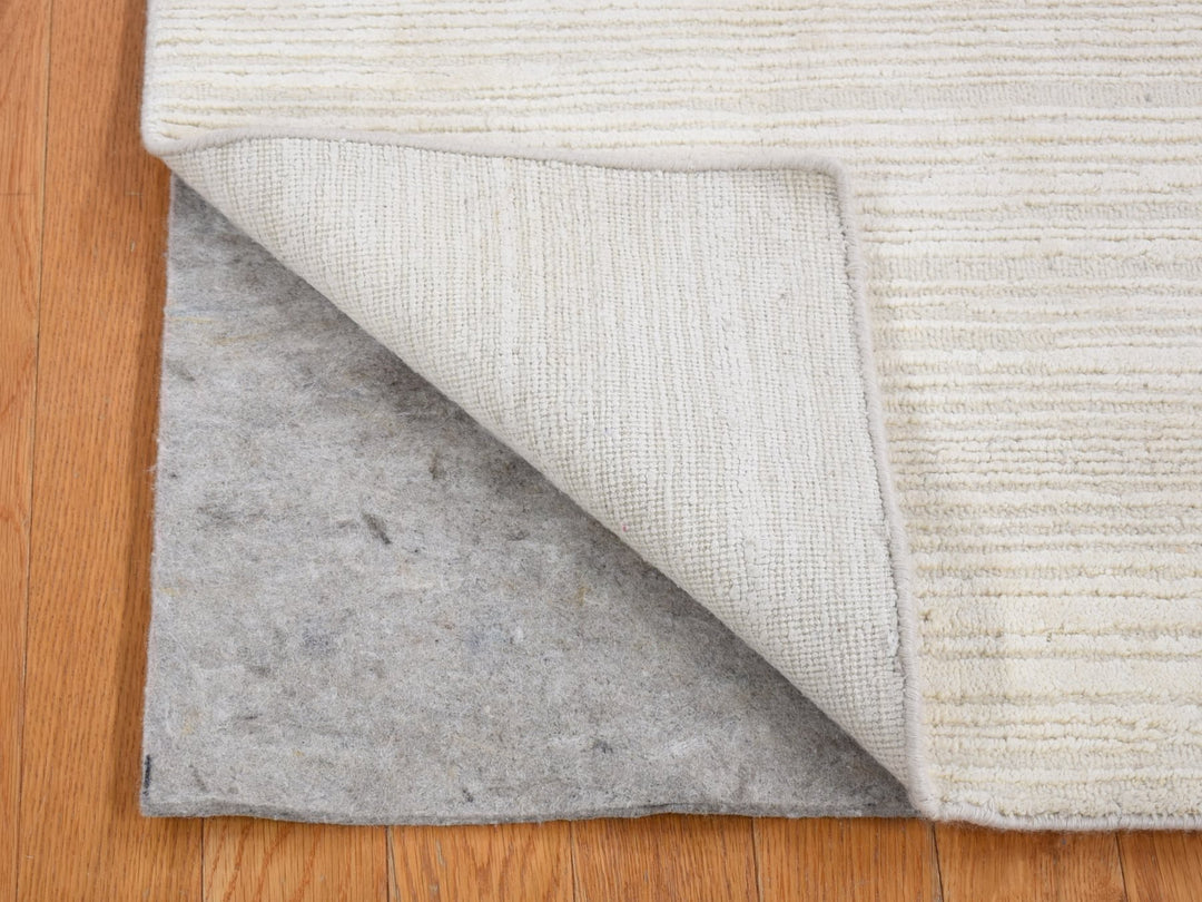 2'1" x 2'1" New Hand Loomed Ivory Wool & Silk Square Oriental Rug - MOA10280418