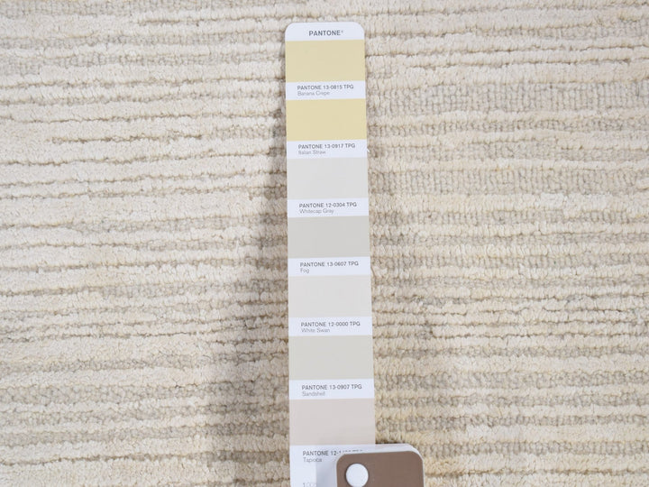 2'1" x 2'1" New Hand Loomed Ivory Wool & Silk Square Oriental Rug - MOA10280418