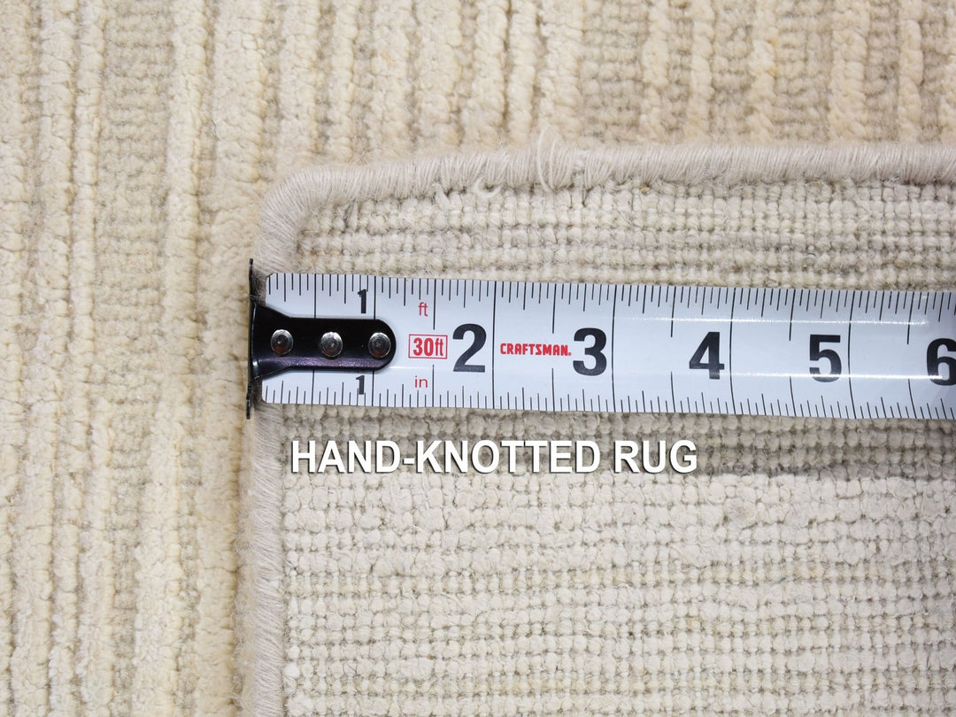 2'1" x 2'1" New Hand Loomed Ivory Wool & Silk Square Oriental Rug - MOA10280418