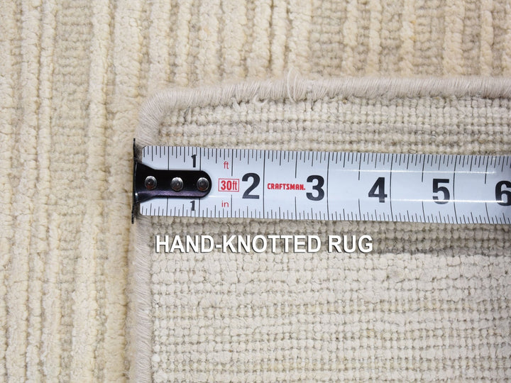 2'1" x 2'1" New Hand Loomed Ivory Wool & Silk Square Oriental Rug - MOA10280418