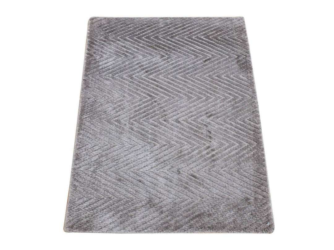 2'1" x 3'0" New Hand Loomed Brown Wool & Silk Rectangle Oriental Rug - MOA10280427