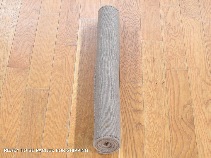 2'1" x 3'0" New Hand Loomed Brown Wool & Silk Rectangle Oriental Rug - MOA10280427