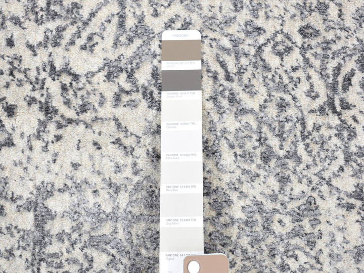 2'5" x 12'0" New Hand Loomed Grey Wool & Silk Runner Oriental Rug - MOA10280458