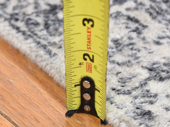 2'5" x 12'0" New Hand Loomed Grey Wool & Silk Runner Oriental Rug - MOA10280458