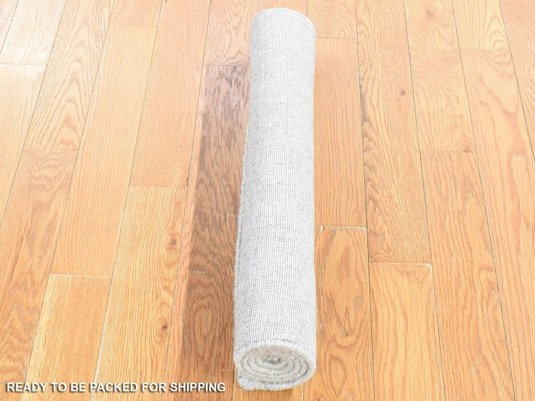 2'0" x 3'1" New Hand Loomed Grey Wool Rectangle Oriental Rug - MOA10280461