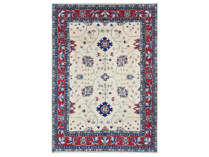 9'10" x 14'0" New Hand Knotted Ivory Wool Rectangle Oriental Rug - MOA10280636