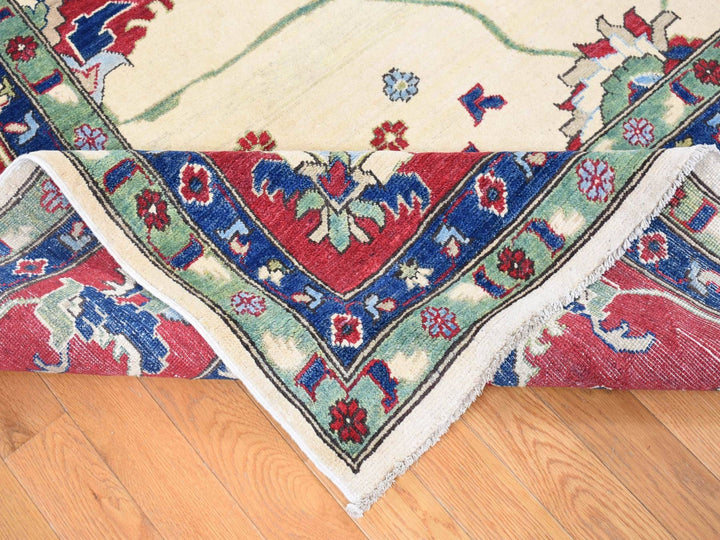 9'10" x 14'0" New Hand Knotted Ivory Wool Rectangle Oriental Rug - MOA10280636