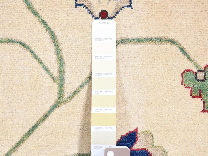 9'10" x 14'0" New Hand Knotted Ivory Wool Rectangle Oriental Rug - MOA10280636