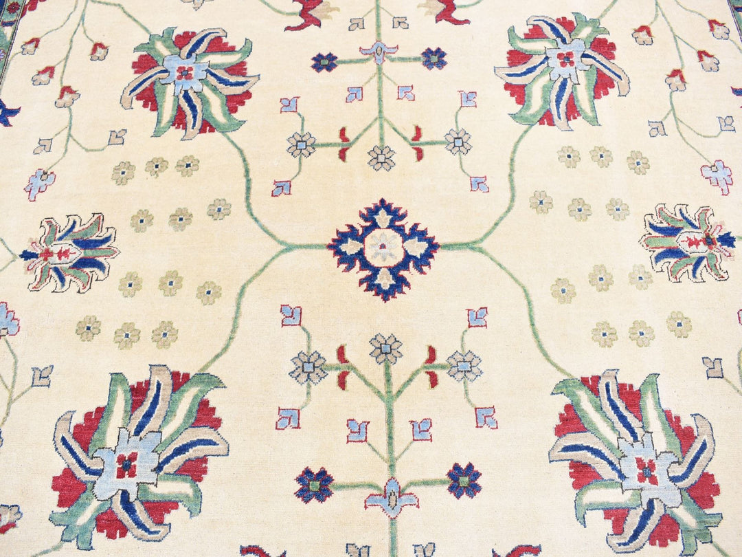 9'10" x 14'0" New Hand Knotted Ivory Wool Rectangle Oriental Rug - MOA10280636