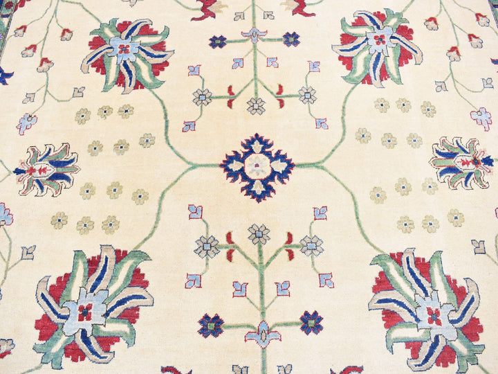 9'10" x 14'0" New Hand Knotted Ivory Wool Rectangle Oriental Rug - MOA10280636