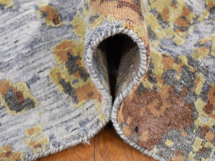 10'0" x 14'0" New Hand Knotted Grey Wool & Silk Rectangle Oriental Rug - MOA10280737